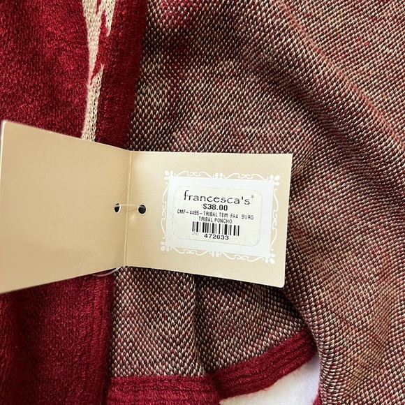 Francesca’s Southwest Print Poncho Wrap OS NWT Boho Open Front Kimono Style - Picture 11 of 11